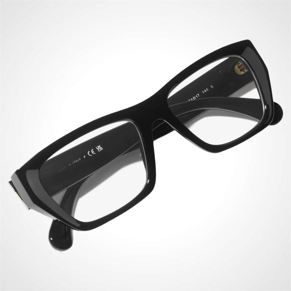 New CHANEL Eyeglasses Black Gold Chain CC Rectangle 52mm Rx-able - Picture 4 of 5